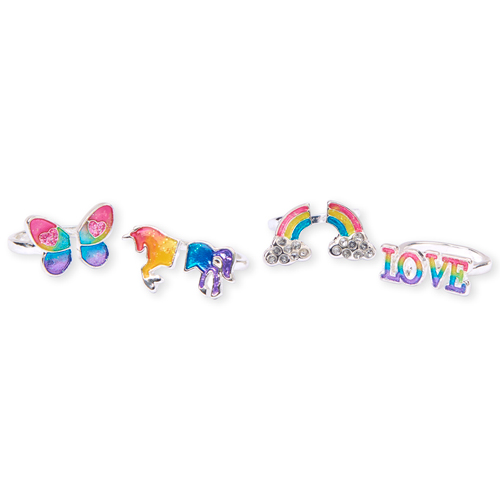 

Girls Glitter Rainbow Adjustable Ring 4-Pack - Multi - The Children's Place
