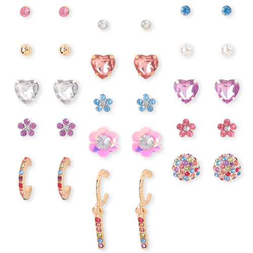 

Girls Flower Heart Earrings 15-Pack - Multi - The Children's Place