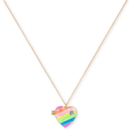 

Girls Glitter Rainbow Heart Locket Necklace - Multi - The Children's Place