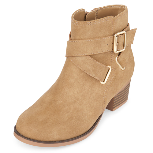 

Girls Ankle Strap Booties - Tan - The Children's Place