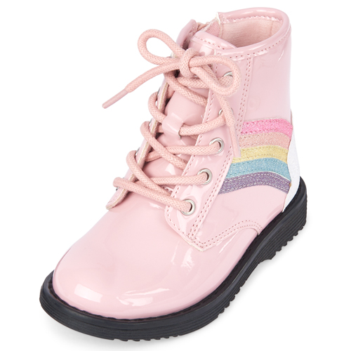 

s Toddler Glitter Rainbow Lace Up Boots - Pink - The Children's Place
