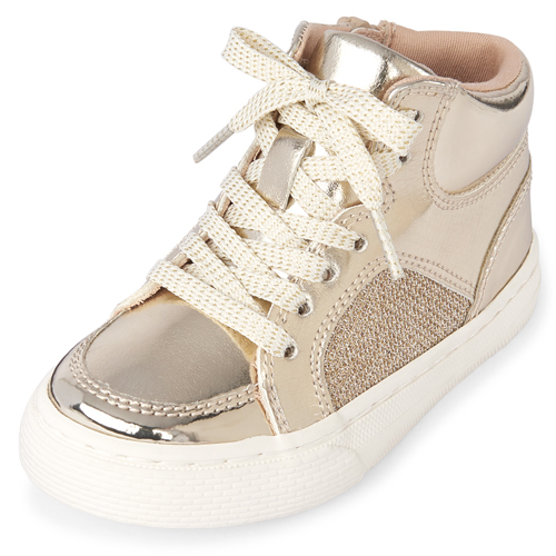 

Baby Girls Toddler Metallic Hi Top Sneakers - The Children's Place