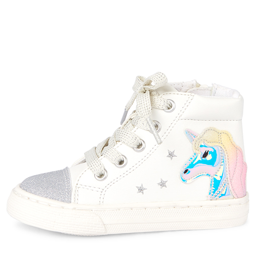 

Baby Girls Toddler Glitter Unicorn Hi Top Sneakers - White - The Children's Place