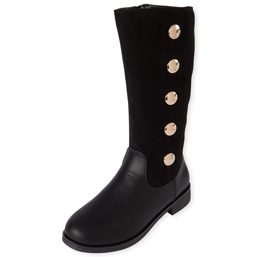

Girls Studded Tall Boots - Black - The Children's Place