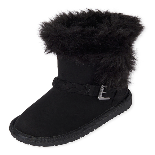 

Baby Girls Toddler Braided Boots - Black - The Children's Place