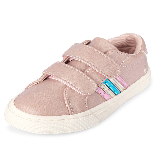 

Baby Girls Toddler Metallic Side Stripe Low Top Sneakers - Pink - The Children's Place