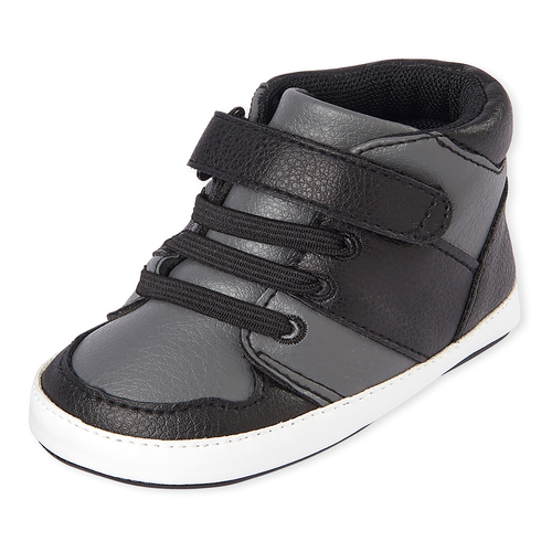 

Newborn Baby Boys Colorblock Hi Top Sneakers - Gray - The Children's Place