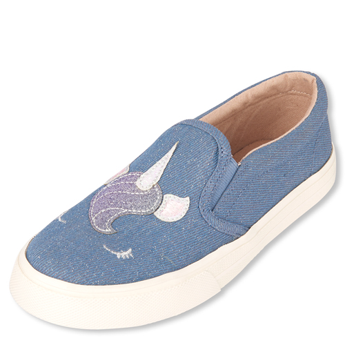 

s Glitter Unicorn Denim Slip On Sneakers - The Children's Place