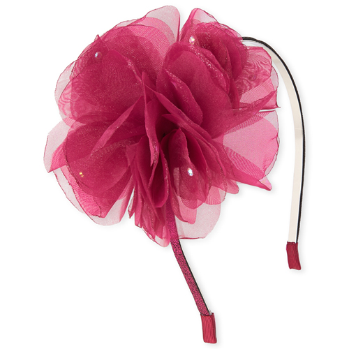 

Girls Glitter Rhinestud Flower Headband - Pink - The Children's Place