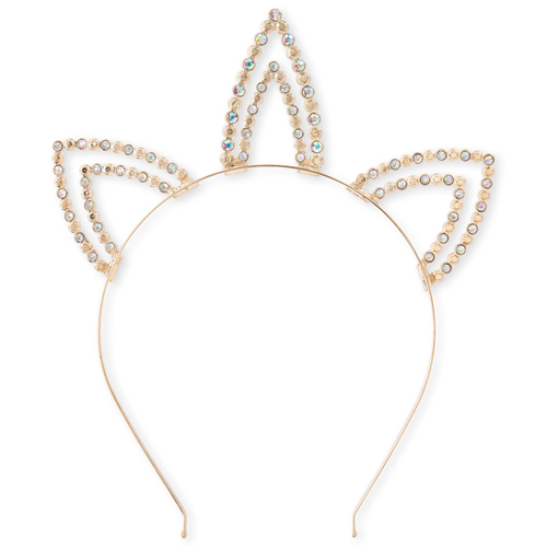 

Girls Rhinestud Caticorn Metal Headband - Metallic - The Children's Place
