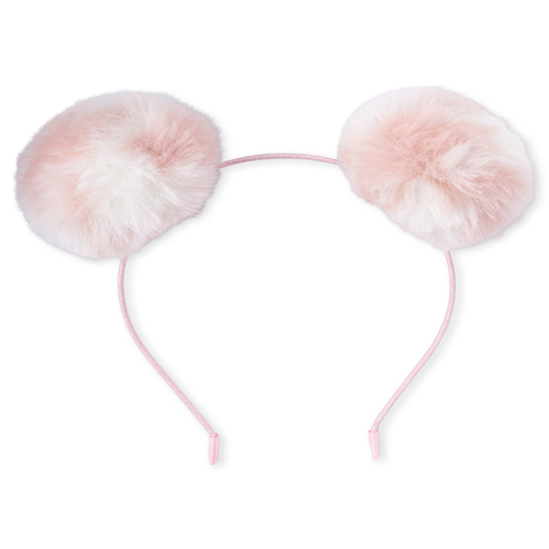 

Girls Faux Fur Pom Pom Glitter Headband - Pink - The Children's Place
