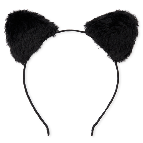 

Girls Faux Fur Cat Ears Headband - Black - The Children's Place