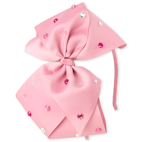 

Girls Rhinestud Bow Headband - Pink - The Children's Place