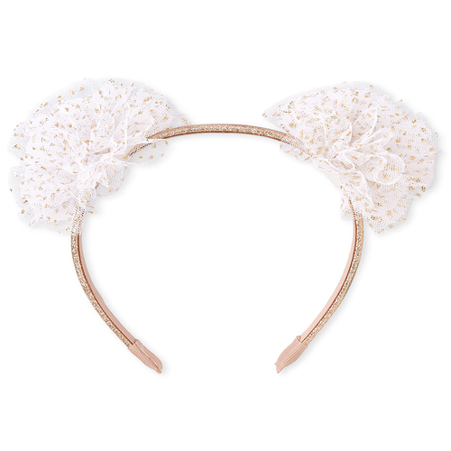 

Baby Girls Toddler Glitter Pom Pom Headband - White - The Children's Place