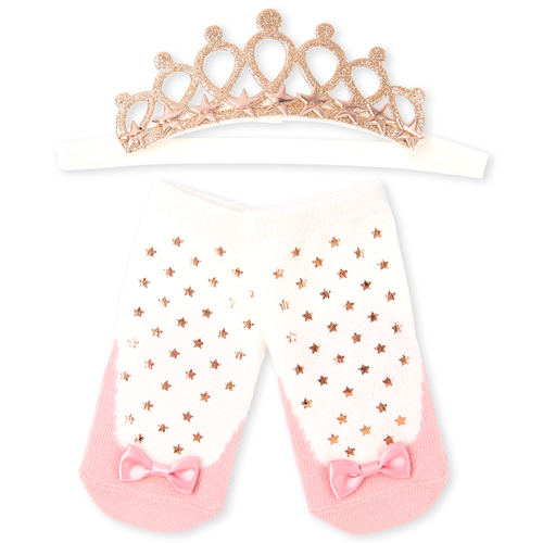 

Newborn Baby Glitter Tiara Headwrap And Ballerina Socks Set - Multi - The Children's Place