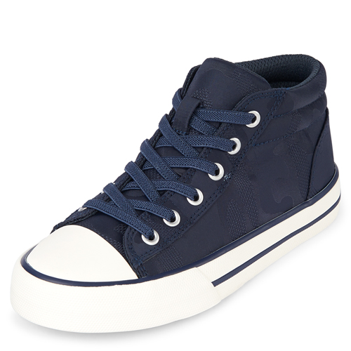 

s Boys Camo Mid Top Sneakers - Blue - The Children's Place