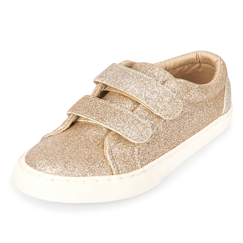

Baby Girls Toddler Glitter Low Top Sneakers - Metallic - The Children's Place