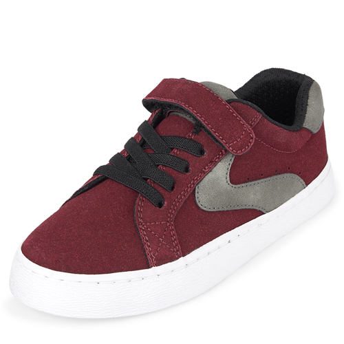 

s Boys Faux Suede Low Top Sneakers - Red - The Children's Place
