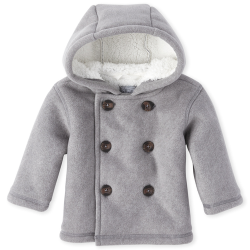 

Newborn Baby Boys Pea Coat - Gray - The Children's Place