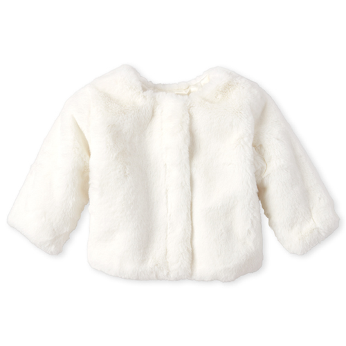 

s Baby Faux Fur Jacket - White - The Children's Place