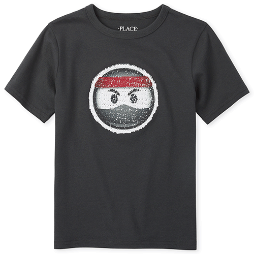 

Boys Boys Short Sleeve Flip Sequin Graphic Top - Gray - The Children's Place