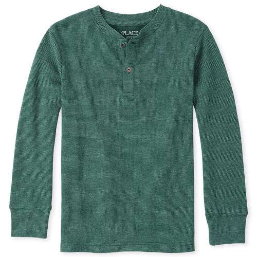

s Boys Thermal Henley Top - Green - The Children's Place