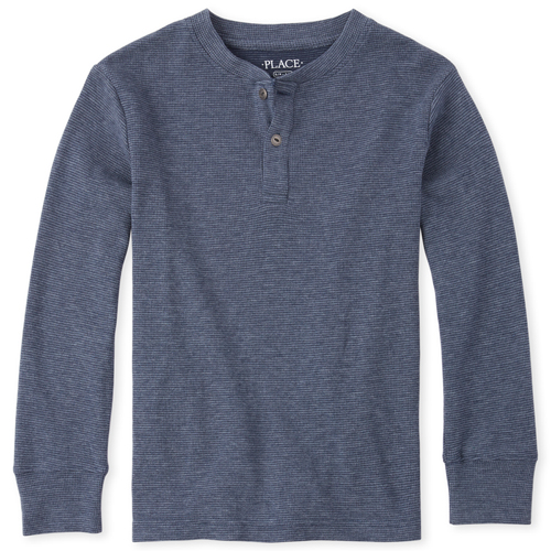 

Boys Boys Thermal Henley Top - Blue - The Children's Place