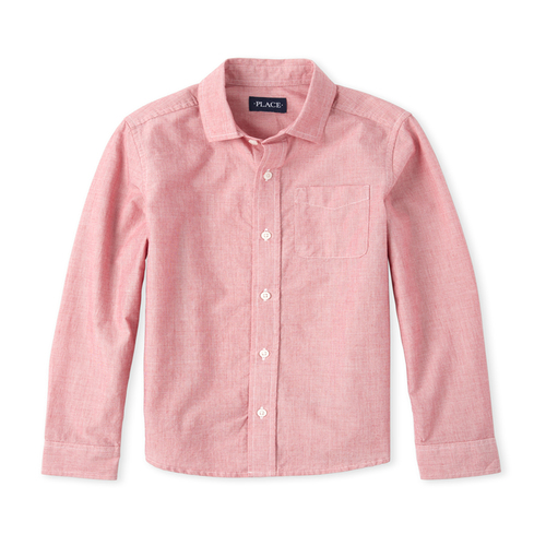 

s Boys Poplin Button Down Shirt - Red - The Children's Place