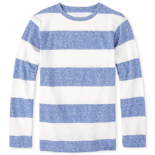 

s Boys Long Sleeve Striped Snow Jersey Top - Blue - The Children's Place