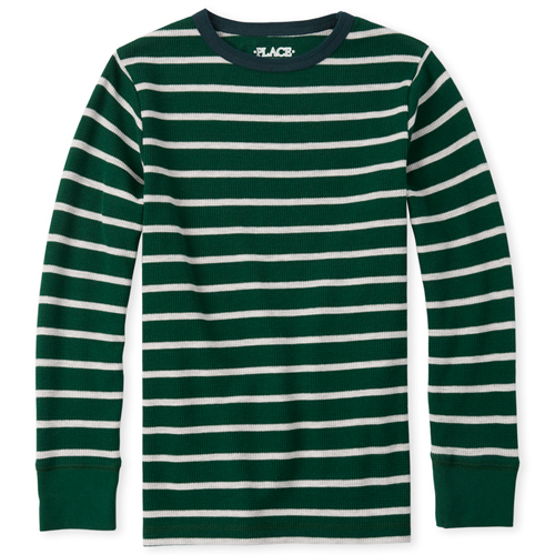 

s Boys Striped Thermal Top - Green - The Children's Place