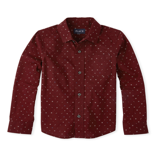 

Boys Boys Dice Poplin Button Down Shirt - Red - The Children's Place