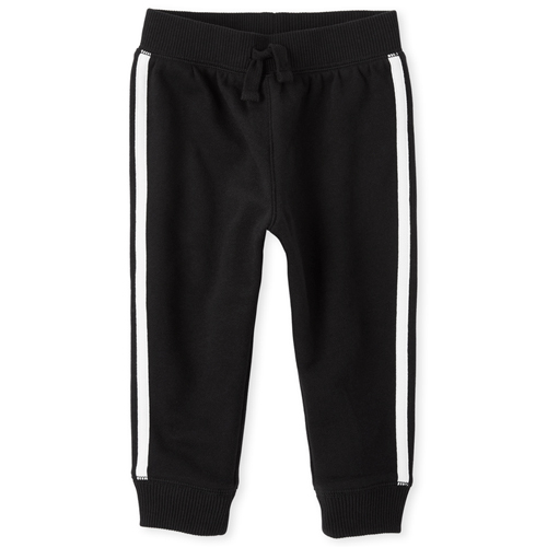 

Newborn Baby And Toddler Boys Active Side Stripe Fleece Jogger Pants - Black - The Children's Place