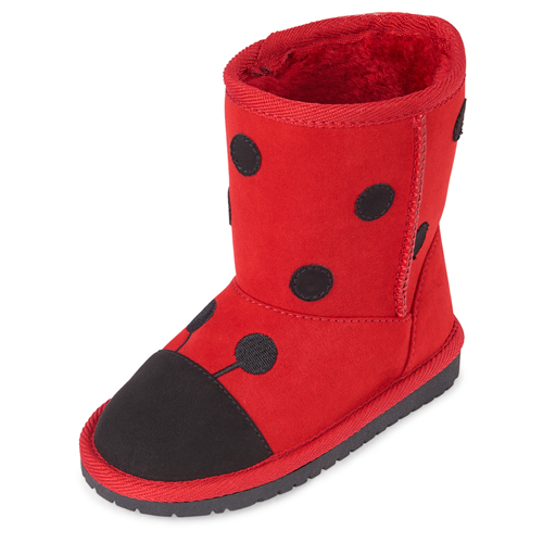 

s Toddler Little Love Bug Faux Fur Boots - Red - The Children's Place