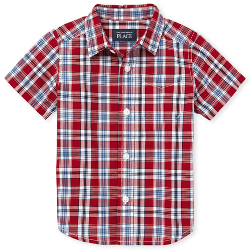 

s Baby And Toddler Boys Plaid Poplin Button Down Shirt - Red - The Children's Place