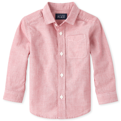 

s Baby And Toddler Boys Poplin Button Down Shirt - Red - The Children's Place