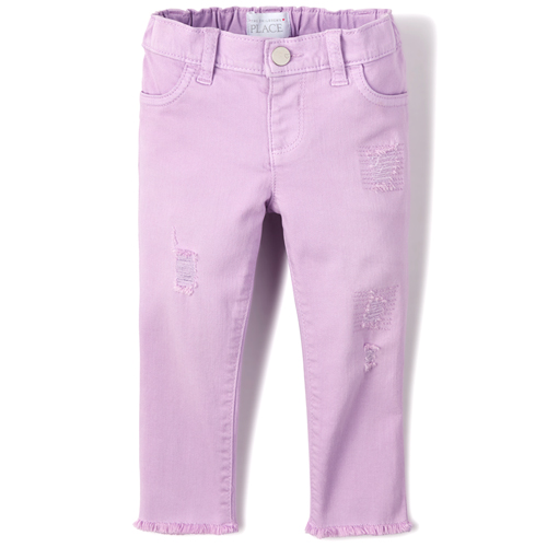 

Newborn Baby And Toddler Distressed Denim Skinny Jeans - Purple - The Children's Place