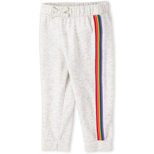 

Baby Girls Baby And Toddler Active Rainbow Side Stripe French Terry Jogger Pants - Gray - The Children's Place