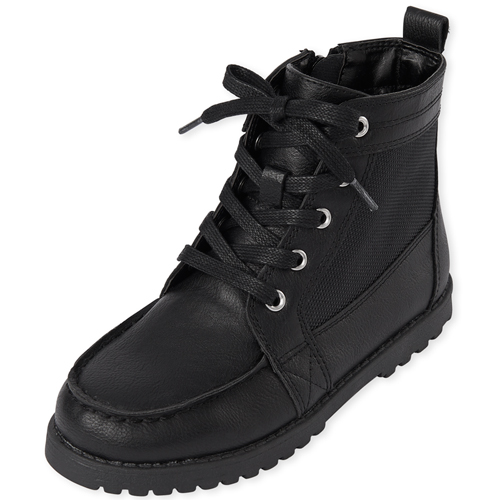 

s Boys Lace Up Boots - Black - The Children's Place