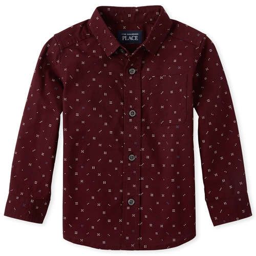 

s Baby And Toddler Boys Dice Poplin Button Down Shirt - Red - The Children's Place