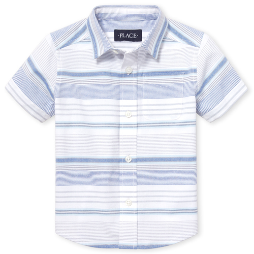 

s Baby And Toddler Boys Striped Oxford Button Down Shirt - Blue - The Children's Place