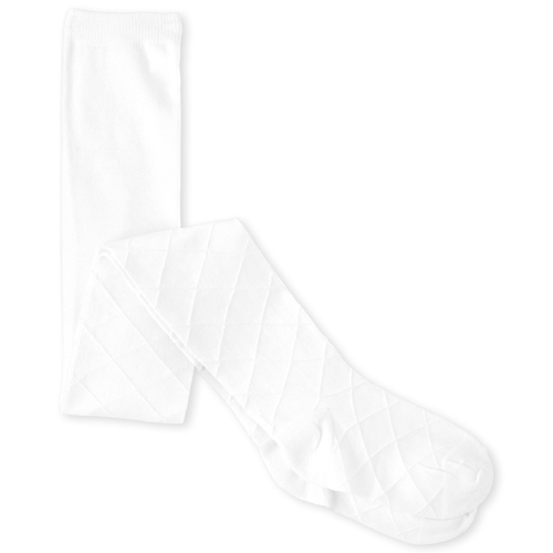 

Girls Diamond Pointelle Tights - White - The Children's Place