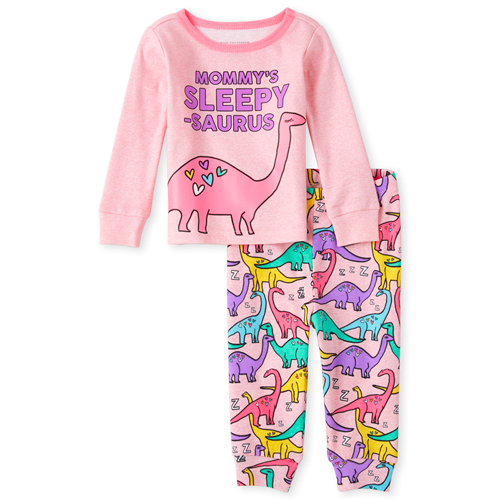 

s Baby And Toddler Dino Mom Snug Fit Cotton Pajamas - Pink - The Children's Place