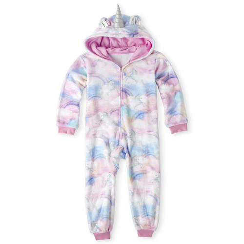 

s Mommy And Me Unicorn Rainbow Matching Fleece One Piece Pajamas - Pink - The Children's Place