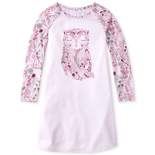 

Girls Owl Nightgown - Pink - The Children's Place