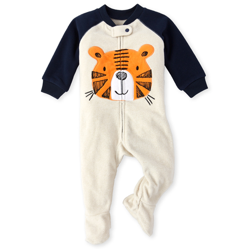 

s Baby And Toddler Boys Halloween Tiger Fleece One Piece Pajamas - Blue - The Children's Place