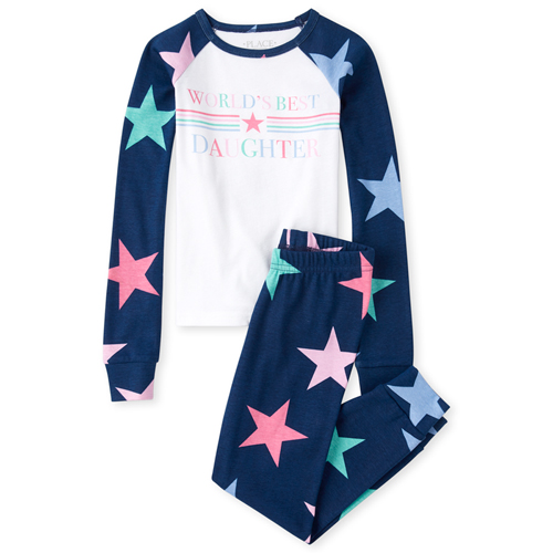 

s Daughter Star Snug Fit Cotton Pajamas - Blue - The Children's Place