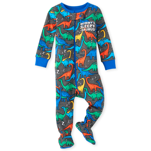 

s Baby And Toddler Boys Dino Snug Fit Cotton One Piece Pajamas - Gray - The Children's Place