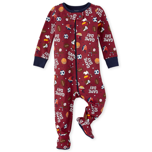 

s Baby And Toddler Boys Game Day Snug Fit Cotton One Piece Pajamas - Red - The Children's Place