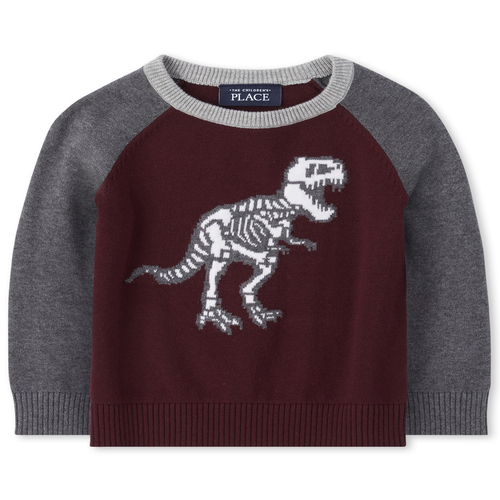 

s Baby And Toddler Boys Dino Skeleton Sweater - Red - The Children's Place