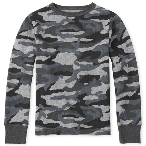 

Boys Boys Camo Thermal Top - Black - The Children's Place